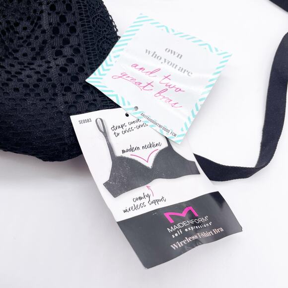 Maidenform Women's Black Wireless Slim Bra With Removable Pads Size 34C - Picture 3 of 5